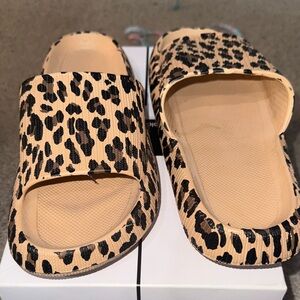Leopard Print Slide Sandals